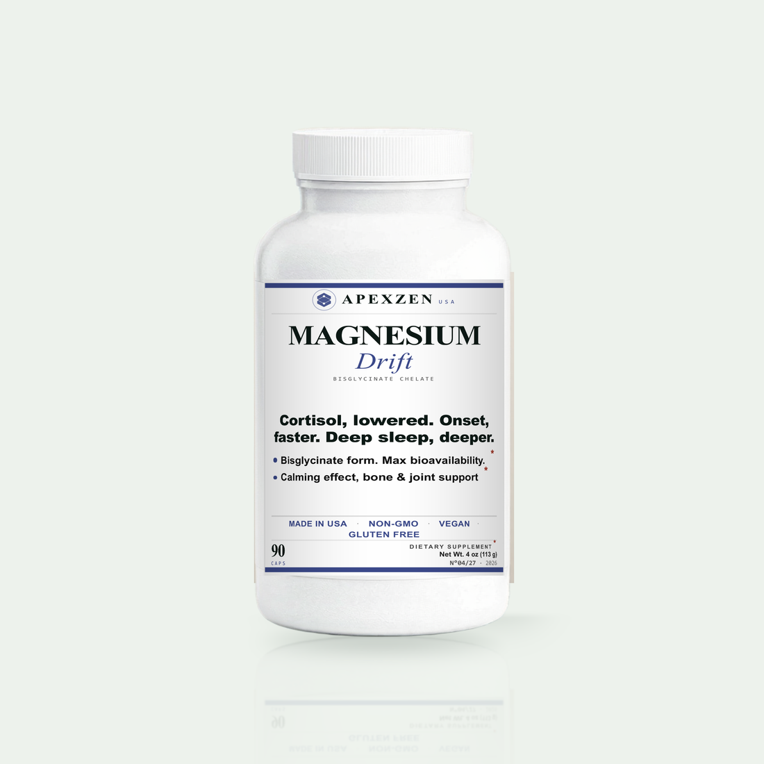 Magnesium Drift - Magnesium Glycinate 275 mg, 90 capsules - Apexzen
