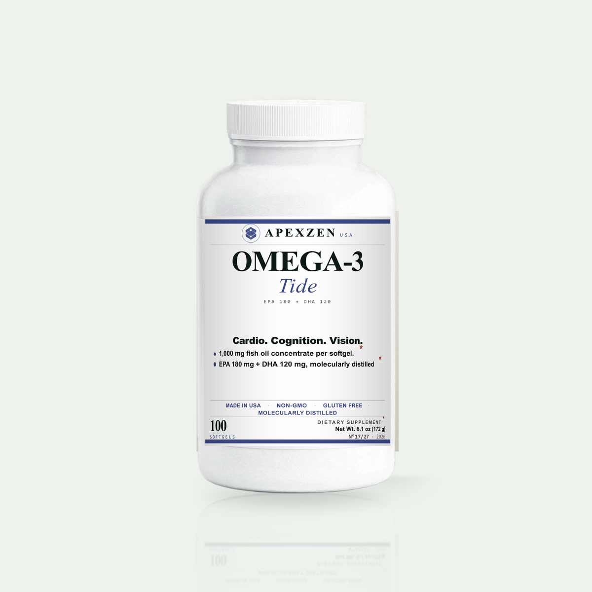 Omega-3 Tide EPA 180 mg DHA 120 mg, 100 softgels - Apexzen