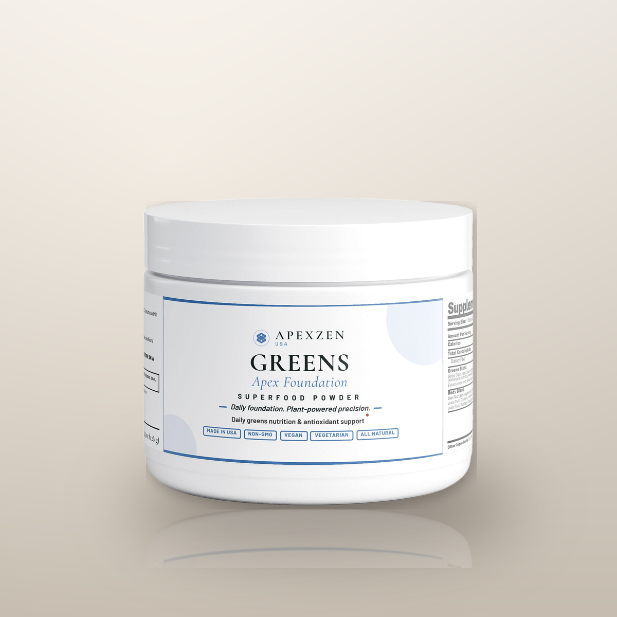 Apexzen Greens Apex Foundation - superfood greens powder tub
