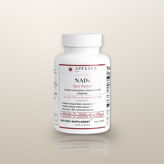 Apexzen NAD+ Apex Restore - cellular longevity supplement bottle